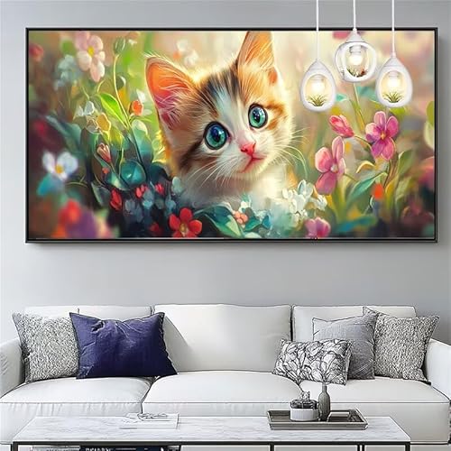 Malen Nach Zahlen Katze Malen Nach Zahlen Erwachsene Groß 90x240cm Paint by Numbers Blume,DIY Handgemalt Farbe Leinwand Ölgemälde Kit für Anfänger Mit Pinseln/Acrylfarbe,Home Dekor Geschenk,XYY-794 von Yooyixi
