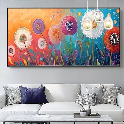 Malen Nach Zahlen Löwenzahn Malen Nach Zahlen Erwachsene Groß 20x60cm Paint by Numbers Blume,DIY Handgemalt Farbe Leinwand Ölgemälde Kit für Anfänger Mit Pinseln/Acrylfarbe,Home Dekor Geschenk,XYY-939 von Yooyixi