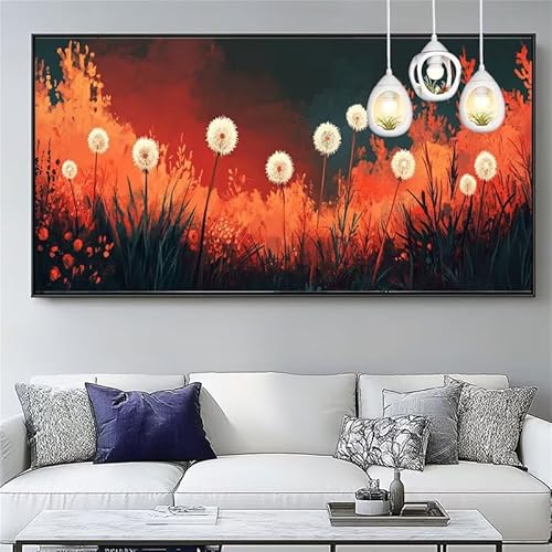 Malen Nach Zahlen Löwenzahn Malen Nach Zahlen Erwachsene Groß 20x60cm Paint by Numbers Garten,DIY Handgemalt Farbe Leinwand Ölgemälde Kit für Anfänger Mit Pinseln/Acrylfarbe,Dekor Geschenk,XYY-941 von Yooyixi