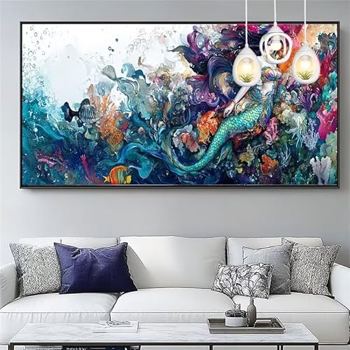 Malen Nach Zahlen Meerjungfrau Malen Nach Zahlen Erwachsene Groß 40x120cm Paint by Numbers Graffiti,DIY Handgemalt Farbe Leinwand Ölgemälde Kit für Anfänger Mit Pinseln/Acrylfarbe,Geschenk,XYY-849 von Yooyixi