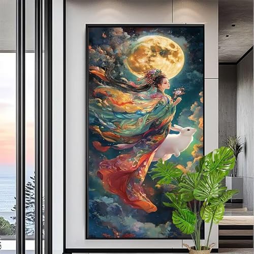 Malen Nach Zahlen Mond Malen Nach Zahlen Erwachsene Groß 90x240cm Paint by Numbers Fee,DIY Handgemalt Farbe Leinwand Ölgemälde Kit für Anfänger Mit Pinseln/Acrylfarbe,Home Wand Dekor Geschenk,XYY-1990 von Yooyixi