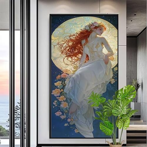 Malen Nach Zahlen Mond Malen Nach Zahlen Erwachsene Groß 90x240cm Paint by Numbers Fee,DIY Handgemalt Farbe Leinwand Ölgemälde Kit für Anfänger Mit Pinseln/Acrylfarbe,Home Wand Dekor Geschenk,XYY-1992 von Yooyixi