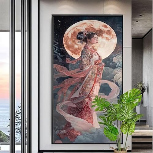 Malen Nach Zahlen Mond Malen Nach Zahlen Erwachsene Groß 90x240cm Paint by Numbers Fee,DIY Handgemalt Farbe Leinwand Ölgemälde Kit für Anfänger Mit Pinseln/Acrylfarbe,Home Wand Dekor Geschenk,XYY-1987 von Yooyixi