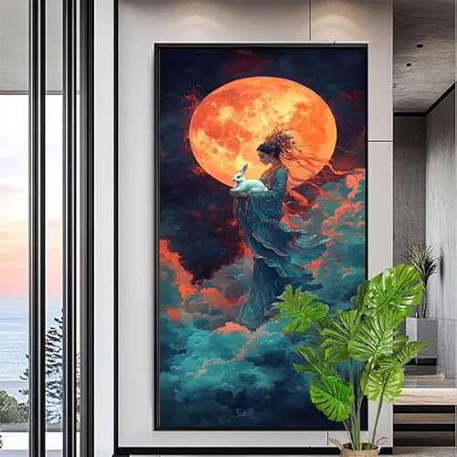 Malen Nach Zahlen Mond Malen Nach Zahlen Erwachsene Groß 90x240cm Paint by Numbers Fee,DIY Handgemalt Farbe Leinwand Ölgemälde Kit für Anfänger Mit Pinseln/Acrylfarbe,Home Wand Dekor Geschenk,XYY-1991 von Yooyixi