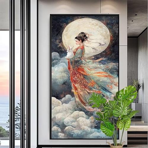 Malen Nach Zahlen Mond Malen Nach Zahlen Erwachsene Groß 90x240cm Paint by Numbers Fee,DIY Handgemalt Farbe Leinwand Ölgemälde Kit für Anfänger Mit Pinseln/Acrylfarbe,Home Wand Dekor Geschenk,XYY-1989 von Yooyixi