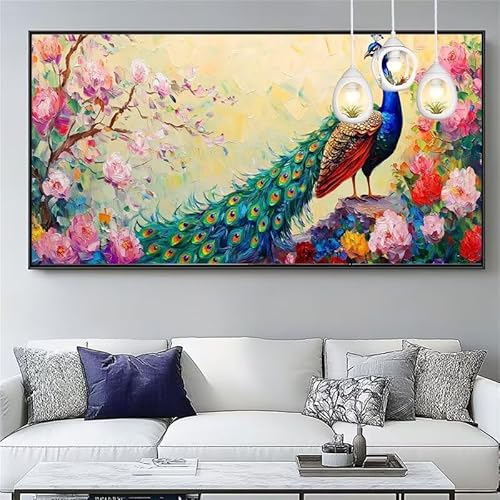 Malen Nach Zahlen Pfingstrose Malen Nach Zahlen Erwachsene Groß 20x60cm Paint by Numbers Pfau,DIY Handgemalt Farbe Leinwand Ölgemälde Kit für Anfänger Mit Pinseln/Acrylfarbe,Dekor Geschenk,XYY-864 von Yooyixi