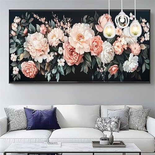 Malen Nach Zahlen Pfingstrose Malen Nach Zahlen Erwachsene Groß 70x180cm Paint by Numbers Blume,DIY Handgemalt Farbe Leinwand Ölgemälde Kit für Anfänger Mit Pinseln/Acrylfarbe,Dekor Geschenk,XYY-858 von Yooyixi