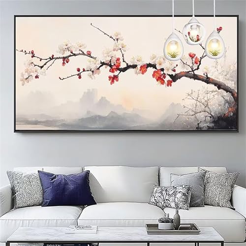 Malen Nach Zahlen Pflaumenbossom Malen Nach Zahlen Erwachsene Groß 90x240cm Paint by Numbers Landschaft,DIY Handgemalt Farbe Leinwand Ölgemälde Kit für Anfänger Mit Pinseln/Acrylfarbe,Geschenk,XYY-819 von Yooyixi