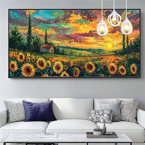 Malen Nach Zahlen Sonnenblume Malen Nach Zahlen Erwachsene Groß 20x60cm Paint by Numbers Sonnenuntergang,DIY Handgemalt Farbe Leinwand Ölgemälde Kit für Anfänger Mit Pinseln/Acrylfarbe,Gifts,XYY-1309 von Yooyixi