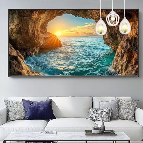 Malen Nach Zahlen Sonnenuntergang Malen Nach Zahlen Erwachsene Groß 40x120cm Paint by Numbers Ozean,DIY Handgemalt Farbe Leinwand Ölgemälde Kit für Anfänger Mit Pinseln/Acrylfarbe,Geschenk,XYY-682 von Yooyixi