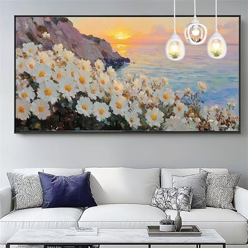 Malen Nach Zahlen Sonnenuntergang Malen Nach Zahlen Erwachsene Groß 80x200cm Paint by Numbers Gänseblümchen,DIY Handgemalt Farbe Leinwand Ölgemälde Kit für Anfänger Mit Pinseln/Acrylfarbe,XYY-657 von Yooyixi