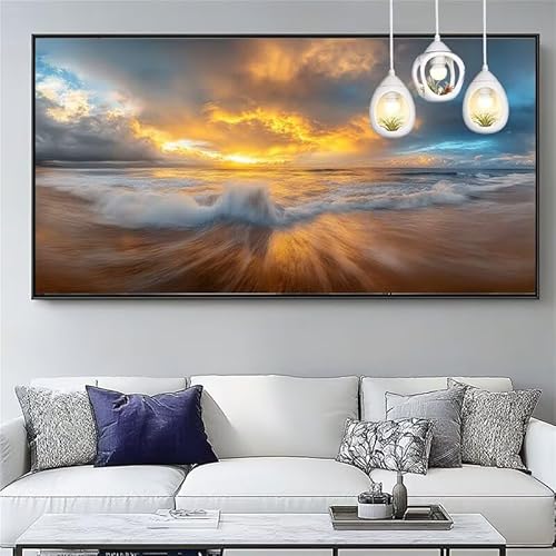 Malen Nach Zahlen Sonnenuntergang Malen Nach Zahlen Erwachsene Groß 90x240cm Paint by Numbers Strand,DIY Handgemalt Farbe Leinwand Ölgemälde Kit für Anfänger Mit Pinseln/Acrylfarbe,Geschenk,XYY-704 von Yooyixi