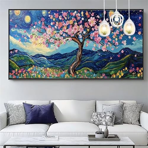 Malen Nach Zahlen Sternenhimmel Malen Nach Zahlen Erwachsene Groß 40x120cm Paint by Numbers Baum des Lebens,DIY Handgemalt Farbe Leinwand Ölgemälde Kit für Anfänger Mit Pinseln/Acrylfarbe,XYY-1322 von Yooyixi
