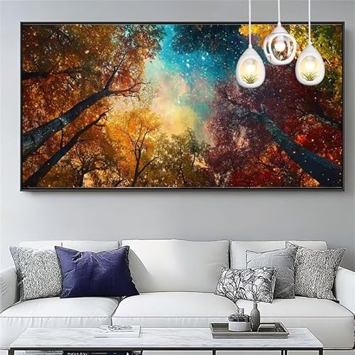 Malen Nach Zahlen Sternenhimmel Malen Nach Zahlen Erwachsene Groß 40x120cm Paint by Numbers Wald,DIY Handgemalt Farbe Leinwand Ölgemälde Kit für Anfänger Mit Pinseln/Acrylfarbe,Dekor Geschenk,XYY-1320 von Yooyixi