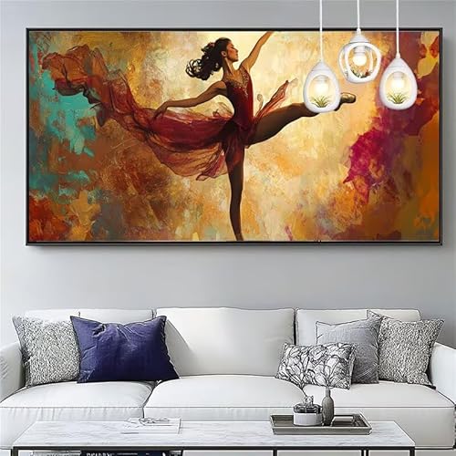 Malen Nach Zahlen Tanzen Malen Nach Zahlen Erwachsene Groß 50x150cm Paint by Numbers Schönheit,DIY Handgemalt Farbe Leinwand Ölgemälde Kit für Anfänger Mit Pinseln/Acrylfarbe,Dekor Geschenk,XYY-1290 von Yooyixi