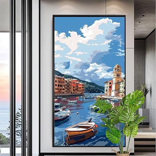 Malen Nach Zahlen Venedig Malen Nach Zahlen Erwachsene Groß 40x120cm Paint by Numbers Boot,DIY Handgemalt Farbe Leinwand Ölgemälde Kit für Anfänger Mit Pinseln/Acrylfarbe,Home Dekor Geschenk,XYY-1892 von Yooyixi