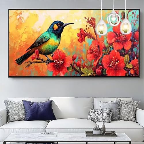 Malen Nach Zahlen Vogel Malen Nach Zahlen Erwachsene Groß 20x60cm Paint by Numbers Blume,DIY Handgemalt Farbe Leinwand Ölgemälde Kit für Anfänger Mit Pinseln/Acrylfarbe,Home Dekor Geschenk,XYY-880 von Yooyixi