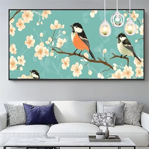 Malen Nach Zahlen Vogel Malen Nach Zahlen Erwachsene Groß 20x60cm Paint by Numbers Blume,DIY Handgemalt Farbe Leinwand Ölgemälde Kit für Anfänger Mit Pinseln/Acrylfarbe,Home Dekor Geschenk,XYY-878 von Yooyixi