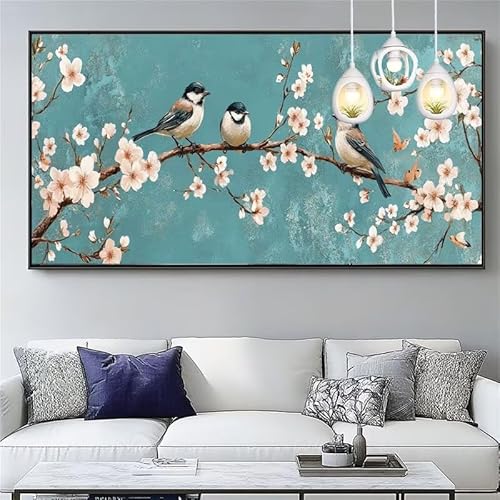 Malen Nach Zahlen Vogel Malen Nach Zahlen Erwachsene Groß 20x60cm Paint by Numbers Blume,DIY Handgemalt Farbe Leinwand Ölgemälde Kit für Anfänger Mit Pinseln/Acrylfarbe,Home Dekor Geschenk,XYY-877 von Yooyixi