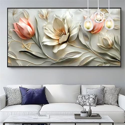Malen Nach Zahlen europäisch Malen Nach Zahlen Erwachsene Groß 20x60cm Paint by Numbers Blume,DIY Handgemalt Farbe Leinwand Ölgemälde Kit für Anfänger Mit Pinseln/Acrylfarbe,Dekor Geschenk,XYY-912 von Yooyixi