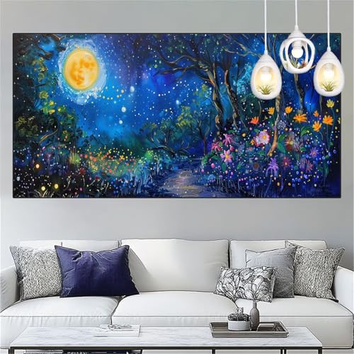 Mond Diamond Painting Erwachsene Groß xxl 90x250cm Diamant Painting Bilder Wald Diamant Malerei Set,Vollbohrer Crystal Art Stickerei Kreuzstich Bastelset Erwachsene für Home Dekor Geschenke YC-213 von Yooyixi