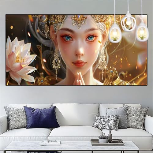 Schönheit Diamond Painting Erwachsene Groß xxl 70x140cm Diamant Painting Bilder Lotus Diamant Malerei Set,Vollbohrer Crystal Art Stickerei Kreuzstich Bastelset Erwachsene für Dekor Geschenke YC-263 von Yooyixi