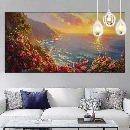 Sonnenuntergang Diamond Painting Erwachsene 30x90cm Diamant Painting Bilder Landschaft Diamant Malerei Set,Vollbohrer Crystal Art Stickerei Kreuzstich Bastelset Erwachsene für Dekor Geschenke YC-253 von Yooyixi