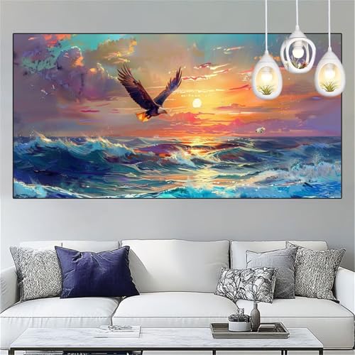 Sonnenuntergang Diamond Painting Erwachsene Groß xxl 60x120cm Diamant Painting Bilder Adler Diamant Malerei Set,Vollbohrer Crystal Art Stickerei Kreuzstich Bastelset Erwachsene,Dekor Geschenke YC-259 von Yooyixi