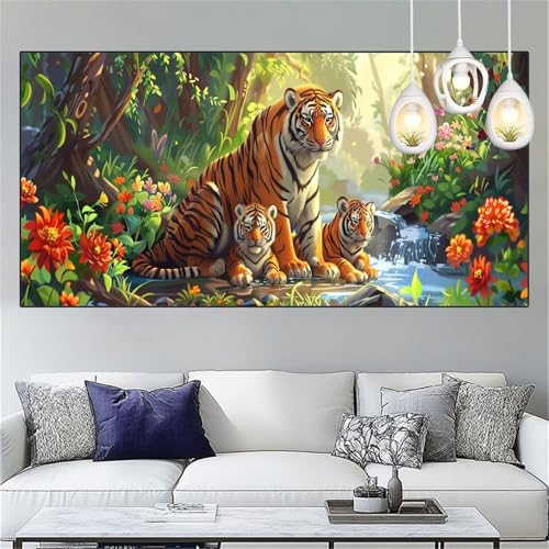 Tiger Diamond Painting Erwachsene Groß xxl 80x160cm Diamant Painting Bilder Wald Diamant Malerei Set,Vollbohrer Crystal Art Stickerei Kreuzstich Bastelset Erwachsene für Home Dekor Geschenke YC-179 von Yooyixi