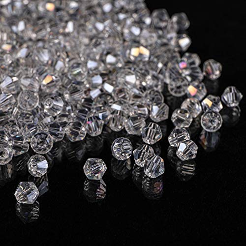 Yopay 3000 Stück 4mm Doppelkegel Kristallperlen,facettierte Kristallglas-Briolette-Perlen für DIY Schmuck Armbänder Herstellung Basteln, transparent von Yopay
