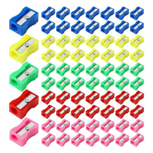 Yopeissn 144 Farbige Kunststoff-Bleistiftspitzer, Mini-Bleistiftspitzer, Massen-Bleistiftspitzer, Taschenformat Aus Kunststoff von Yopeissn