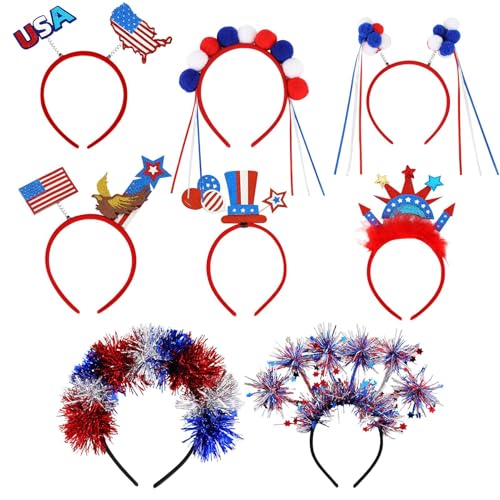 Yorajuy Haarreif für den Unabhängigkeitstag, rot-weiß-blaue Flagge, Kopfschmuck, 8 Paar, Zubehör für Gedenktage und 4. Juli, Unabhängigkeitstag, Party, Parade, Kostüm, Grillveranstaltungen Yorajuy Haarreif für den Unabhängigkeitstag, rot-weiß-blaue Flagge, Kopfschmuck, 8 Paar, Zubehör für Gedenktage und 4. Juli, Unabhängigkeitstag, Party, Parade, Kostüm, Grillveranstaltungen von Yorajuy