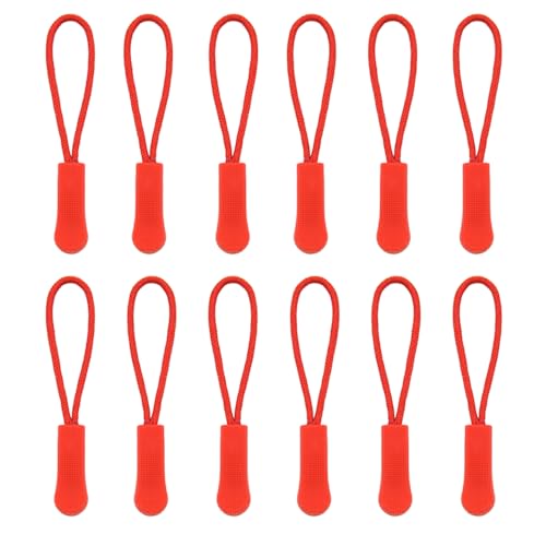Yosawa 50 Stück Reißverschluss-Ersatz, Nylon-Reißverschluss-Tags, Kordel, Reißverschlussschieber für Jacken, Rucksäcke, Gepäck, Geldbörsen, Handtaschen (rot) von Yosawa