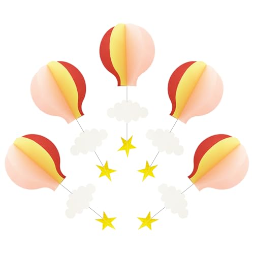 Yosawa 5 Stück Heißluftballon-hängende Papierdekorationen, Heißluftballon-Girlande, Dekorationen mit Wolken und Sternen für Schlafzimmer, Dekoration, Hochzeit, Geburtstag, Partyzubehör (RQQ-Rot, Gelb Yosawa 5 Stück Heißluftballon-hängende Papierdekorationen, Heißluftballon-Girlande, Dekorationen mit Wolken und Sternen für Schlafzimmer, Dekoration, Hochzeit, Geburtstag, Partyzubehör (RQQ-Rot, Gelb von Yosawo