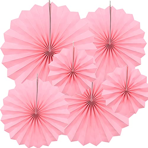 Yosawa 6 Stück Papierfächer Blumen hängende Papierfächer Dekoration für Geburtstag, Hochzeit, Weihnachten, Abschlussfeier, Mottoparty (rosa) von Yosawo