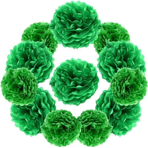 Yosawo 12 Stück Seidenpapier Pompoms Dekorpapier Blumenpuscheln Papier für Hochzeit Geburtstag Gartenparty Dekoration(ZH/Green) von Yosawo