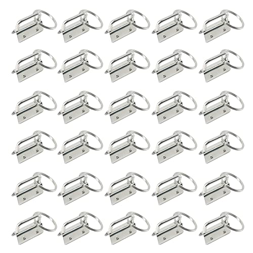 Yosawo 30 Stück Schlüsselband Rohlinge，Klemmschließeanhänger mit Schlüsselring für DIY Handarbeit Lanyard Stoff （Silber-26mm） von Yosawo