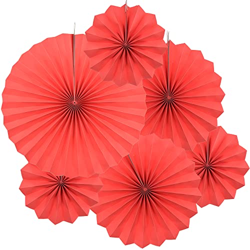 Yosawo 6 Stück hängende Papierfächer Papier Fächer Dekoration für Geburtstag Hochzeit Baby Dusche Parteien Home Decorations（Rot） von Yosawo