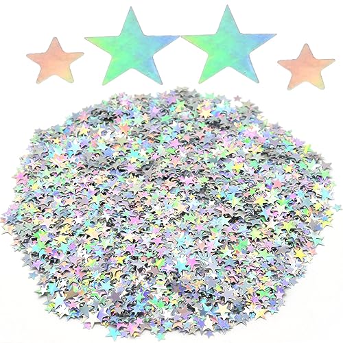 Yosawo 60 g Stern-Konfetti, Metallic-Folie, Sterne, Pailletten, Tischkonfetti für Hochzeit, Geburtstag, Party, Weihnachtsdekoration (XX/farbiges Silber) von Yosawo