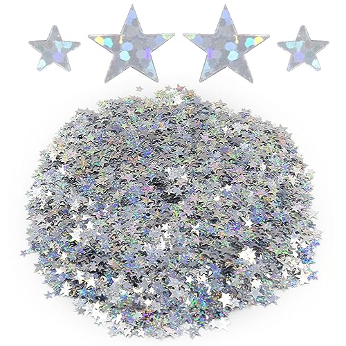 Yosawo 60g/2.1oz Stern Konfetti Glitzer Streudeko Sterne Bunt Tischdeko Geburtstag Hochzeit Weihnachten(XX/Glitter Silver) von Yosawo