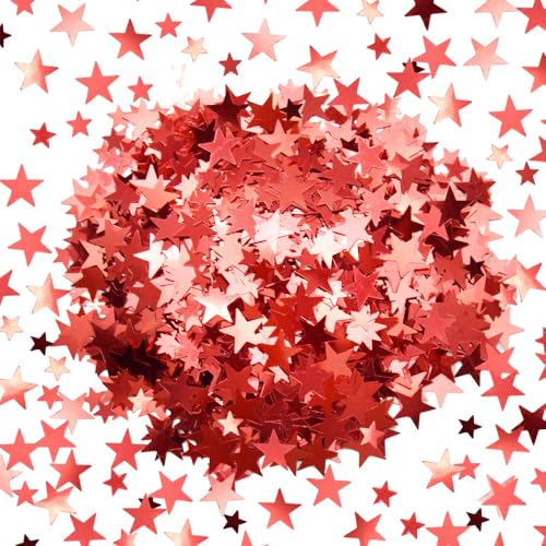 Yosawo 60g/2.1oz Stern Konfetti Glitzer Streudeko Sterne Bunt Tischdeko Geburtstag Hochzeit Weihnachten(XX/Red) von Yosawo