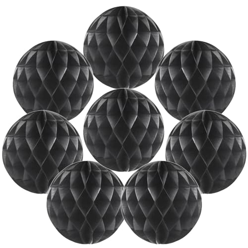 Yosawo 8 Stück Papier Wabenbälle Papier Wabenball Dekoration für Geburtstag Hochzeit Party Deko(ZQ/Black） von Yosawo