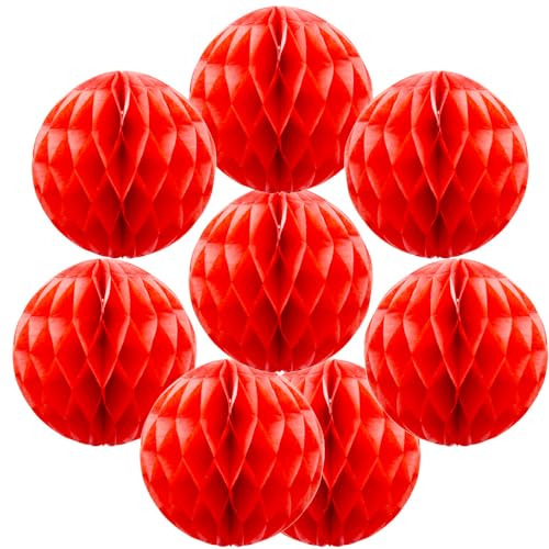 Yosawo 8 Stück Papier Wabenbälle Papier Wabenball Dekoration für Geburtstag Hochzeit Party Deko(ZQ/Red） von Yosawo
