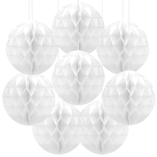 Yosawo 8 Stück Papier Wabenbälle Papier Wabenball Dekoration für Geburtstag Hochzeit Party Deko(ZQ/White） von Yosawo