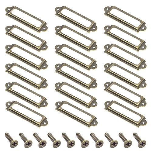 Yosawo Etikettenhalter, Metall, Kartenhalter, Möbel, Schublade, Schrank, Tag-Rahmen mit Schrauben für Schränke, Boxen, Regal, Schublade, Weinkeller und Hausdekoration (60 x 17 mm, Bronze), 50 Stück von Yosawo