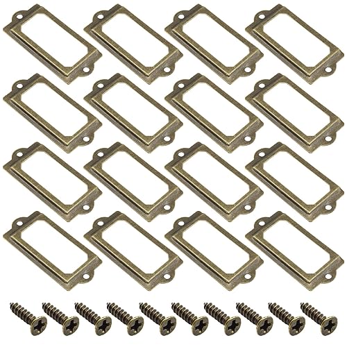 Yosawo Etikettenhalter aus Metall, für Möbel, Schublade, Schrank, Etikettenrahmen mit Schrauben für Schränke, Boxen, Regale, Schubladen, Weinkeller und Hausdekoration (70 x 33 mm/Bronze), 30 Stück von Yosawo
