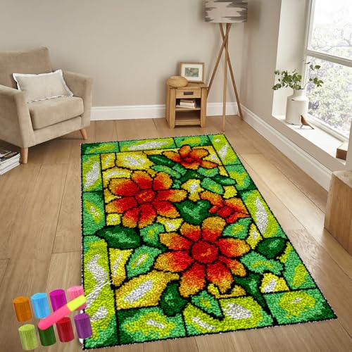 Knüpfteppich Zum Selber Knüpfen-Sets Groß Latch Hook Rug, Handarbeit Selbst Knüpfen Set, Vorgedrucktes Muster Leinwand Teppich Stickerei Handwerk Für Erwachsene Handarbeiten Diy Teppich 140 x 180 cm von YosetomhLvey
