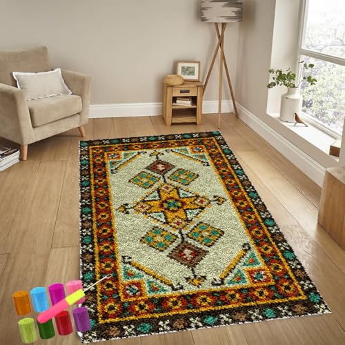 Knüpfteppich Zum Selber Knüpfen-Sets Groß Latch Hook Rug, Handarbeit Selbst Knüpfen Set, Vorgedrucktes Muster Leinwand Teppich Stickerei Handwerk Für Erwachsene Handarbeiten Diy Teppich 55 x 75 cm von YosetomhLvey