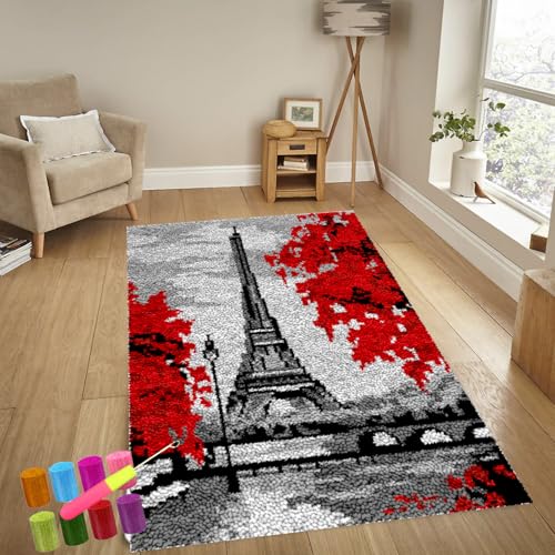 Knüpfteppich Zum Selber Knüpfen-Sets Groß Latch Hook Rug, Handarbeit Selbst Knüpfen Set, Vorgedrucktes Muster Leinwand Teppich Stickerei Handwerk Für Erwachsene Handarbeiten Diy Teppich 55 x 75 cm von YosetomhLvey