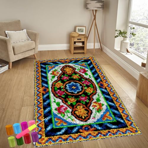 Knüpfteppich Zum Selber Knüpfen-Sets Groß Latch Hook Rug, Handarbeit Selbst Knüpfen Set, Vorgedrucktes Muster Leinwand Teppich Stickerei Handwerk Für Erwachsene Handarbeiten Diy Teppich 69 x 102 cm von YosetomhLvey